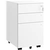 HOMSTEEL Homseel, schedario mobile con 3 cassetti con 3 serrature, in metallo, completamente assemblato tranne le ruote, per ufficio domestico, per A4, lettere, cartelle legali, bianco