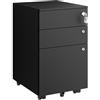 HOMSTEEL Homseel, schedario mobile con 3 cassetti con 3 serrature, in metallo, completamente assemblato tranne le ruote, per ufficio domestico, per A4, lettere, cartelle legali, nero