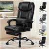 ALFORDSON Sedia Girevole con Poggiagambe Poltrona Direzionale Ergonomica da Ufficio Studio Regolabile con Rotelle, Altezza Regolabile, Supporto Lombare, Portante di 180 kg, Similpelle(Nera)