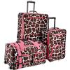 Rockland Set di valigie da 3 pezzi, trasparente, set di valigie da 3 pezzi, Giraffa rosa, Taglia unica, Melbourne Hardside - Trolley espandibile con ruote girevoli
