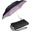 Knirps Ombrello tascabile da viaggio, Nero - rivestimento rosa - protezione UV, 93