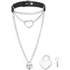 UNICRAFTALE Collana girocollo in pelle nera a forma di cuore per donne O-ring Slip Chain Choker lunga collana con fibbia regolabile Punk gotico gioielli accessori per regali di Halloween