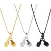 UNICRAFTALE 3 Pz Collane con Ciondolo Da Uomo Collane con Guantoni Da Boxe Collane per Fitness Sportivo Collane in Acciaio Al Titanio Punk Freddo per Uomo con Catene Da 60cm (Oro Argento e Nero)