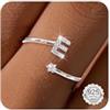 Maynor Anello con Lettere A-Z in Argento 925 da Donna con Zirconia Cubica/CZ - Anelli Impermeabili - Anelli Regolabili dalla Taglia 50 alla 60 - Anello per Pollice e Dita - Gioielli con Iniziali
