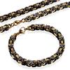 Flongo 8mm Catena uomo in acciaio con bracciale di spessore, Nero dorato braccialetto a catena con collana punk rock hip hop, 66cm collana con bracciale set