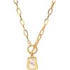 FUTIMELY Collana da donna con ciondolo quadrato irregolare in oro alla moda, delicata collana con ciondolo a forma di molletta OT, collana lunga con fibbia a forma di conchiglia bianca, Large, Metallo