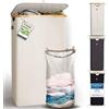 HENNEZ - Cesto per Biancheria con Coperchio Beige 100L - - per Biancheria Sporca in Vimini - da Bagno - Salvaspazio