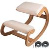 VEVOR Sedia ergonomica inginocchiata in Legno Naturale Laccato Variable Seduta ergonomica Bianco