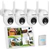 Logisaf Kit Telecamere WiFi mit 10'' Monitor, 5MP 10CH WiFi NVR, 4Pcs PTZ Telecamera mit Registrazione 24/7, Audio Bidirezionale, Visione Notturna a Colori, Tracciamento Automatico, Rilevamento Umano