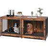 VEVOR Mobile per Cuccia per Cani, Cuccia per Cani Interno con Divisorio Doppie Porte, Vassoio Rimovibile Tavolo in Legno, Multifunzionale Gabbia per Cani di Varia Taglia, Marrone 1901 x 670 x 824 mm