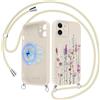 Yoedge Fiori Magnetica Cover con Cordino per iPhone 11 Motivo, Aesthetic Colorati Flower Verdi Disegni, Compatibile con MagSafe, Custodia Case con Tracolla Collana Catena per iPhone 11 6,1