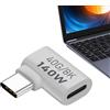 Generic Adattatore USB C ad angolo retto - Adattatore USB a 90 gradi, PD 140 W 40 Gbps per trasferimento dati veloce, 8K 60Hz USB C 4.0 ad angolo retto adattatore verticale da maschio a femmina per tablet