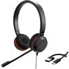 Jabra Evolve 20 SE - Cuffie stereo con certificazione di comunicazione unificata per softphone VoIP con cancellazione passiva del rumore - USB-C/A - Nero UC