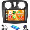 iSpchen Autoradio 2 DIN per Renault Dacia Sandero 2014-2017 Carplay Android Auto, 9 pollici 2+32G con Mirror Link Bluetooth FM/RDS WiFi GPS DAB+ SWC telecamera posteriore microfono