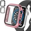 MINGZE PC Cover Protezione per Apple Watch Series 10 46mm con Vetro Temperato, Vetro Temperato Cover Custodia Custodia Ultra-sottile Anti-caduta Resistente ai Graffi (Rosa)