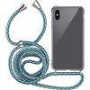 MyGadget Cover per iPhone X | Xs - Custodia con Corda Case con Cordino Trasparente Antiurto con Laccio | Tracolla - Practical Stylish Blu Camouflage