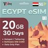 TSIM eSIM Egitto 30 Giorni | 20GB Dati ad Alta Velocità | eSIM in 24 Ore | Hotspot/Tethering Abilitato | eSIM Ricaricabile | Piano Solo Dati.
