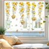 Joeyan 9 Fogli Fiori Adesivi Finestre,Vetrofanie Removibili con Margherite Gialle Rampicante Pendente Foglie,Stickers Riutilizzabili,Adesivi Statici a Doppio Lato Decor per Matrimonio Casa Cameretta