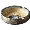FZL02068LM Posacenere Posacenere con Motivo Pesce Posacenere in Ceramica di Forma Rotonda Posacenere Portatile for uffici Domestici Ristoranti Balconi Giardini o Decorazioni ECC. Posacenere