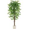 ML DESIGN modern living ML Design - Pianta artificiale Ficus, 180 cm, piante artificiali grandi come vere, finte da interno con tronco in legno naturale, per interni ed esterni, facile da pulire, per soggiorno e ufficio
