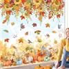 wondever Adesivi Finestra Autunno Girasole Vetrofanie Adesivi Anticollisione per Appeso Fiore Foglie Zucca Ringraziamento Adesivi Elettrostatici per Vetro Porte Finestre