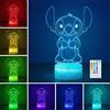 Does not apply Lampada Stitch Con Timer E Memoria, 16 Colori 3D Illusione LED Luce Notturna, Te