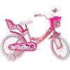 Denver Bike Bicicletta Bambina 16 Pollici Licensed Hello kitty, 4-6 Anni, Rotelle Removibili, Freni Caliper Anteriore/Posteriore, Telaio Acciaio, Ruote Gonfiabili, Trombetta e Portabambola