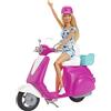Barbie Bambola Bionda con Scooter Rosa e Bianco, Giocattolo per Bambini 3+ Anni, GBK85