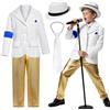 Generico Popstar Costume Bambino, Costume Popstar Bambino, Vestito Rockstar Carnevale 3-12 Anni, S