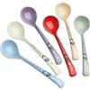 Evannt Set di 6 cucchiaini da dessert in ceramica con manico lungo per mescolare cucchiai in ceramica coreana per dessert, caffè, gelato, cereali, yogurt (multicolore)