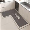 Treer Tappeto Cucina Antiscivolo Lavabile, Tappeto per Cucina in Diatomite Tappeti Runner Moderni Forma a L Tappetino Assorbente per Ingresso Bagno (Bollitore - sinistra,80x160x45cm)