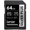 Lexar SD Silver Plus UHS-1 V30 R205/W150MB/s 64 GB"