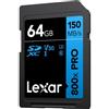 Lexar SDXC PRO Serie Blu - 800x 150MB/s UHS-1 V10 64 GB"