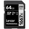 Lexar SDXC Professional Tipo Argento - 1667x 250MB/s V60 II 64 GB"
