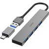 Hama Hub USB, 4 porte, USB 3.2 Gen1, 5 Gbit/s, Ultra Slim, incl. adattatore USB-C "