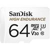 SanDisk Scheda microSDXC ad alta resistenza con adattatore SD, C10, U3, V30 64 GB"