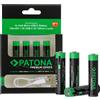 Patona Premium USB-C 4x batterie ricaricabili AAA Micro al litio 750mWh da 1,5 V con cavo di ricarica da 1 a 2 USB-C "