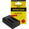 Patona Caricabatterie USB doppio per Kodak WPZ 2 LB-015 con cavo micro-USB "