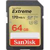 SanDisk Scheda di memoria SDXC Extreme V30 UHS-I U3, 170MB/s, Classe 10 64 GB"