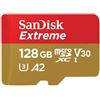 SanDisk Extreme microSDXC UHS-I, C10, U3, V30, A2 + adattatore SD 128 GB 190 MB/s"