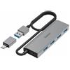Hama Hub USB-C, 4 porte, USB 3.2 Gen1, incl. adattatore USB-C e alimentatore "