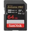 SanDisk Scheda di memoria SDXC Extreme Pro R 280MB/s V60 UHS-II, Classe 10 64 GB"
