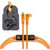Tether Tools Strumenti LeverLock + Kit di cavi Optima 10G da USB-C a USB-C ad angolo retto, 4,6 m arancione"