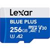 Lexar microSDXC Blue Plus UHS-I V30 Lettura 170MB/s con adattatore SD 256 GB"