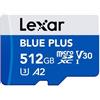 Lexar microSDXC Blue Plus UHS-I V30 Lettura 170MB/s con adattatore SD 512 GB"