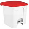Adatto-M T115307 Pattumiera a pedale in plastica Bianca coperchio Rosso 30 litri (confezione da 3 pezzi)