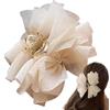 Generic Fermagli con fiocco in chiffon, per parrucchieri, con presa forte, colore nero o bianco, grandi, antiscivolo, eleganti accessori per capelli spessi e sottili