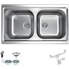 Apell Lavello Cucina Incasso 2 Vasche 86 cm Acciaio Atmosfera TM862IPC