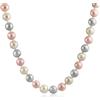 Bling Jewelry Classico Liscio 10Mm Pale Pink White Grey Tri Multi Colore Annodato A Mano Collana Di Perle Simulate Per Le Donne 18 Pollici