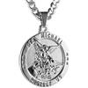 HZMAN Collana con ciondolo amuleto in acciaio inox con medaglia cattolica San Michele Arcangelo, Acciaio inossidabile, Non pietra preziosa